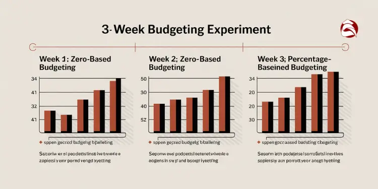 Bar charts comparing results from a 3-week budgeting experiment