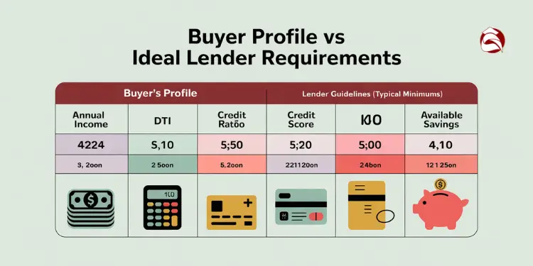 Table comparing buyer profile with lender requirements