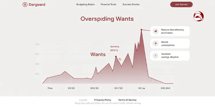 Line graph showing peak spending on wants and recommended fixes