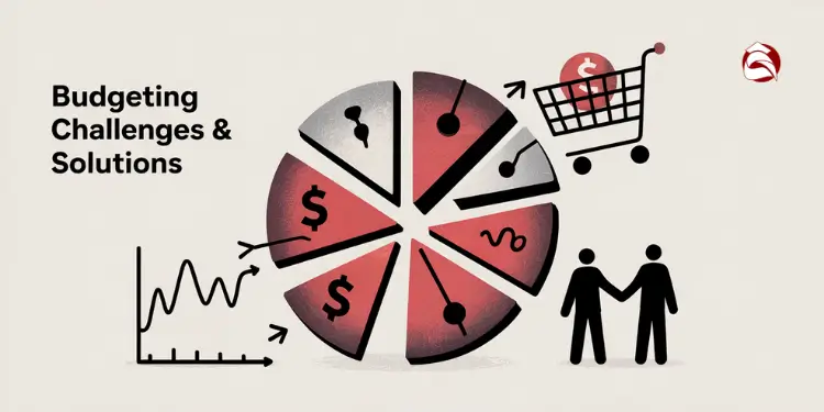 Pie chart with icons representing budgeting issues and spending behaviors