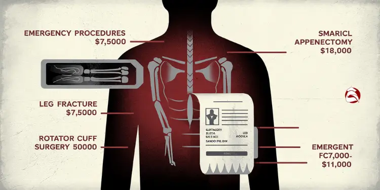 Graphic showing high costs of emergency procedures without insurance