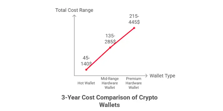Three-year cost comparison of crypto wallet types