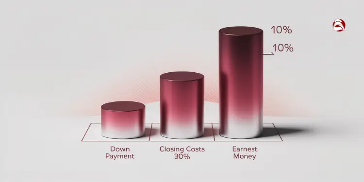 3D bar chart showing down payment, closing costs, and earnest money