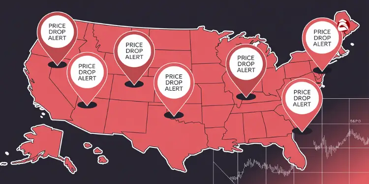 Map with property price drop alerts