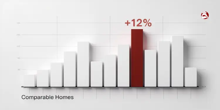 Bar chart showing a home priced 12% higher than comparable sales