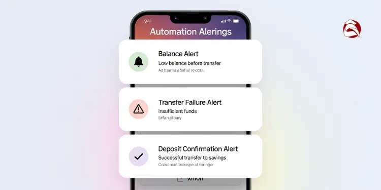 Phone screen showing balance, failure, and deposit alert messages