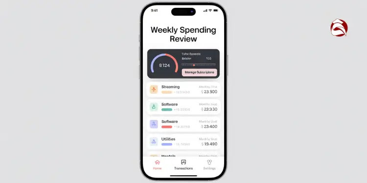 Mobile app view showing weekly spending by category