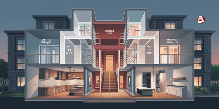 Cross-section of multifamily property with labeled units