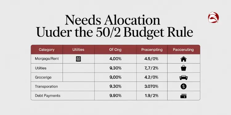 Table of needs categories with percentage allocations