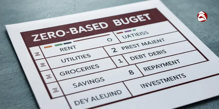 Zero-based budgeting sheet with spending categories and assigned values