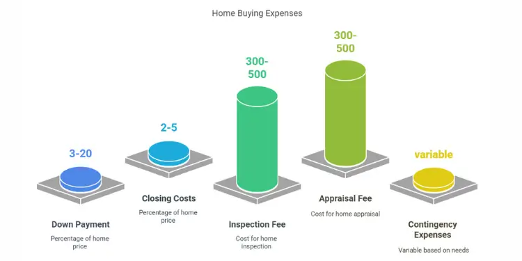 Home buying expenses chart with costs and percentages