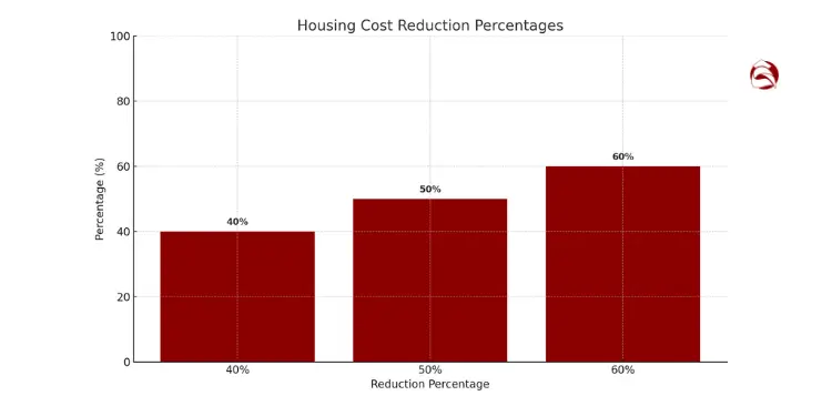 Bar chart showing 40%, 50%, and 60% cost reduction levels