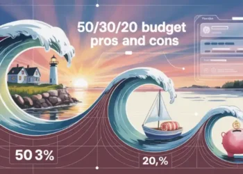 Graphic showing three stylized waves labeled 50%, 30%, and 20% with thematic icons.