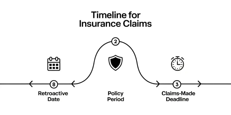 Flowchart depicting retroactive date and claims-made deadlines