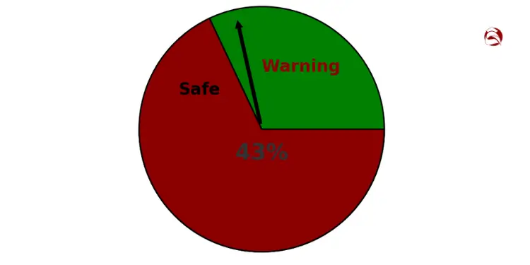 Pie chart indicating safe vs warning DTI zones with 43% marker
