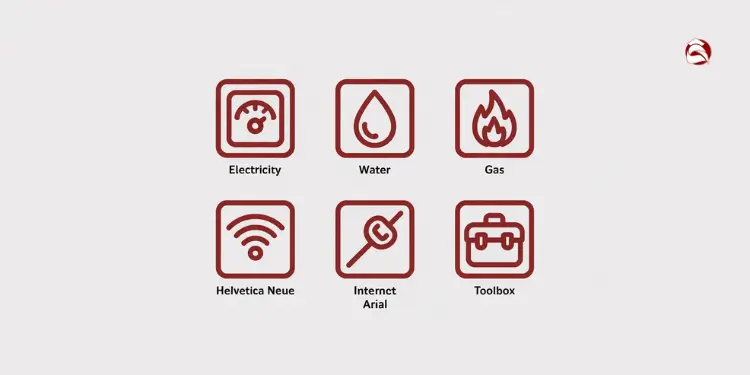 Icon grid of utilities and internet expenses for homeowners
