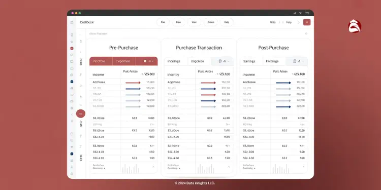 Dashboard spreadsheet tracking pre and post-home purchase finances
