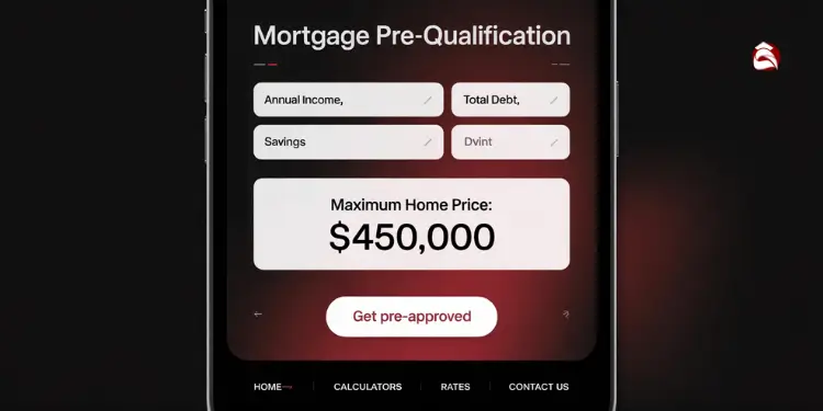 Mobile mortgage calculator estimating $450,000 home price