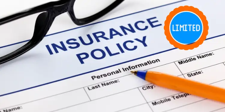 Close-up of insurance policy document with coverage limitations and exclusions.