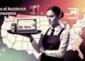 Server with $2.13/hr sign over U.S. map highlighting wage concerns
