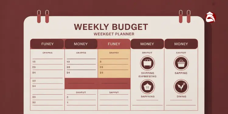 Weekly budget planner mock-up with spending categories