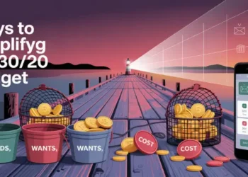 Image of buckets and lobster traps on a dock symbolizing needs, wants, and cost categories.
