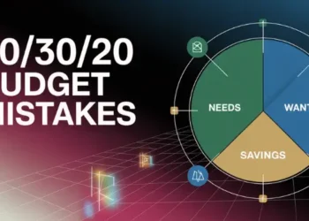 Circular pie chart divided into needs, wants, and savings segments to show 50/30/20 budgeting.