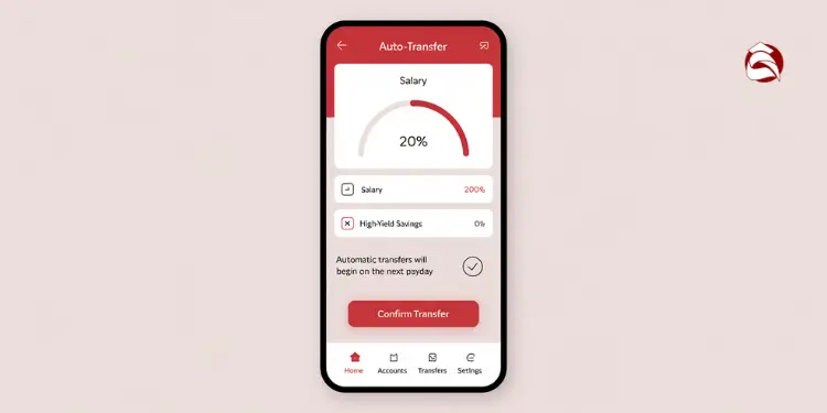 Auto-transfer setup screen showing 20% salary allocation