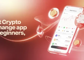 Promotional image for the Best crypto exchange app beginners with app view