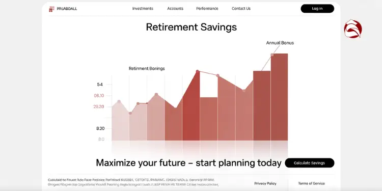Retirement savings chart with spike labeled “Annual Bonus”