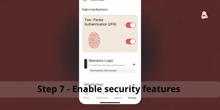 Phone screen showing Two-Factor Authentication and Biometric Login options