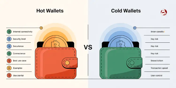 Comparison of Hot Wallets and Cold Wallets with features and examples