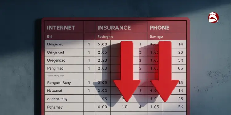 Bill comparison chart with large red arrows indicating cost reduction