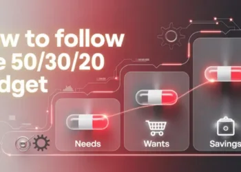 Digital pills representing needs, wants, and savings in the 50/30/20 budget