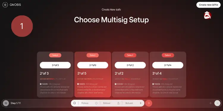 Options to select multisig setups with different owner and threshold combinations