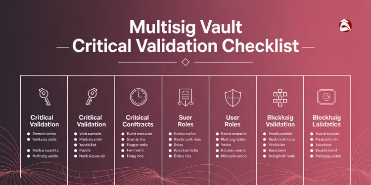 Checklist with critical validation categories for multisig vault.