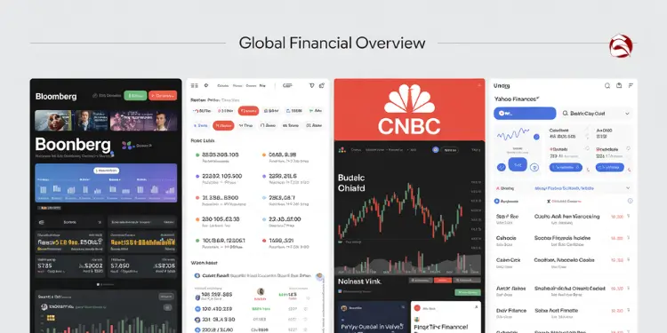 Screenshots of global financial overview apps on devices