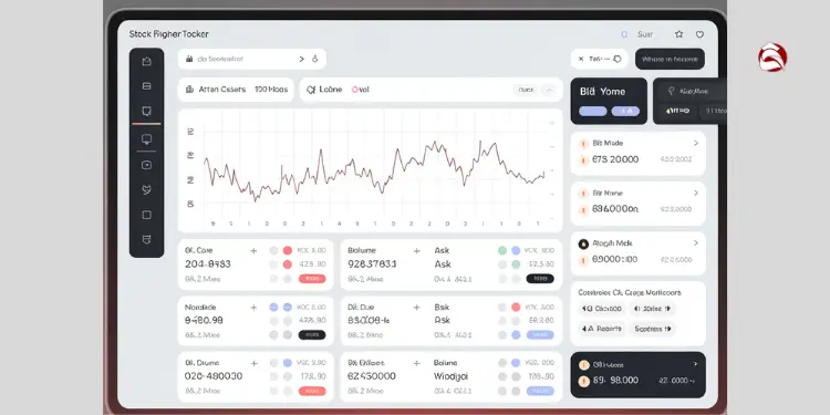 Light trading UI with line chart, order book, bids and asks panels