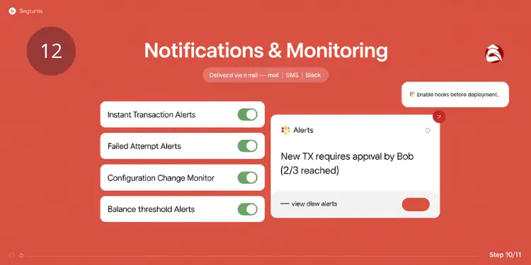 Interface for setting up transaction and configuration alerts with new TX notification.