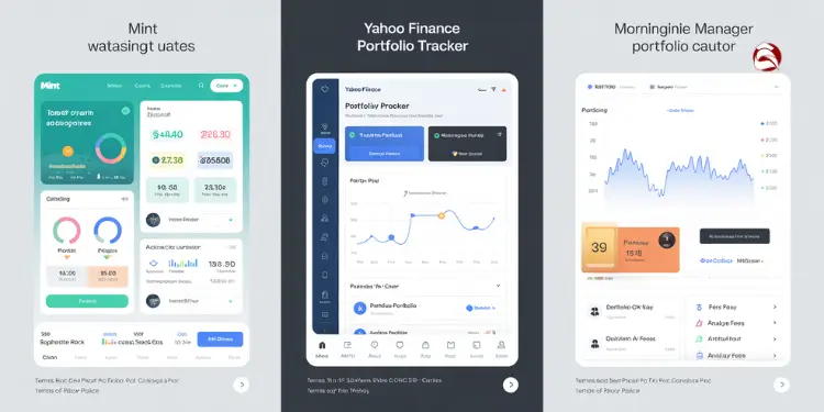 Screenshots of various stock market and finance mobile apps