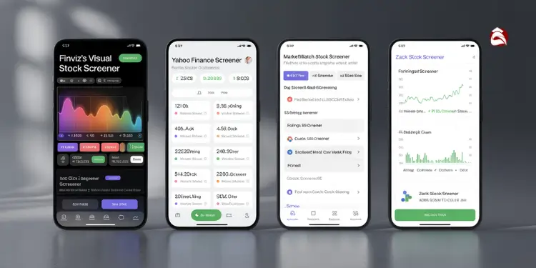 Screenshots of stock screening apps on mobile devices