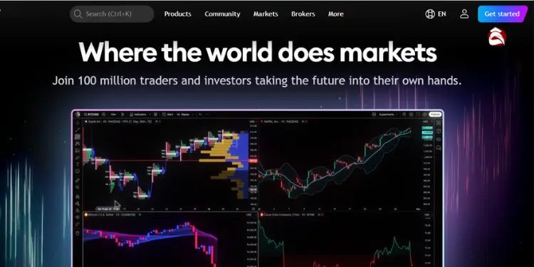 Landing page headline and multi‑chart terminal preview