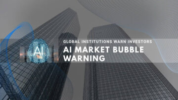 Modern skyscraper with AI logo as global institutions warn of market bubble