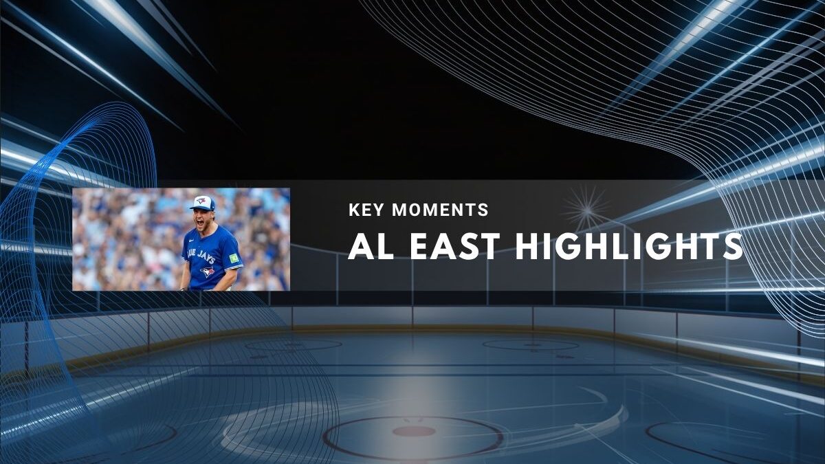 Baseball highlights graphic with Jays player on tech rink