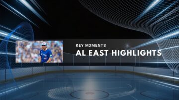 Baseball highlights graphic with Jays player on tech rink