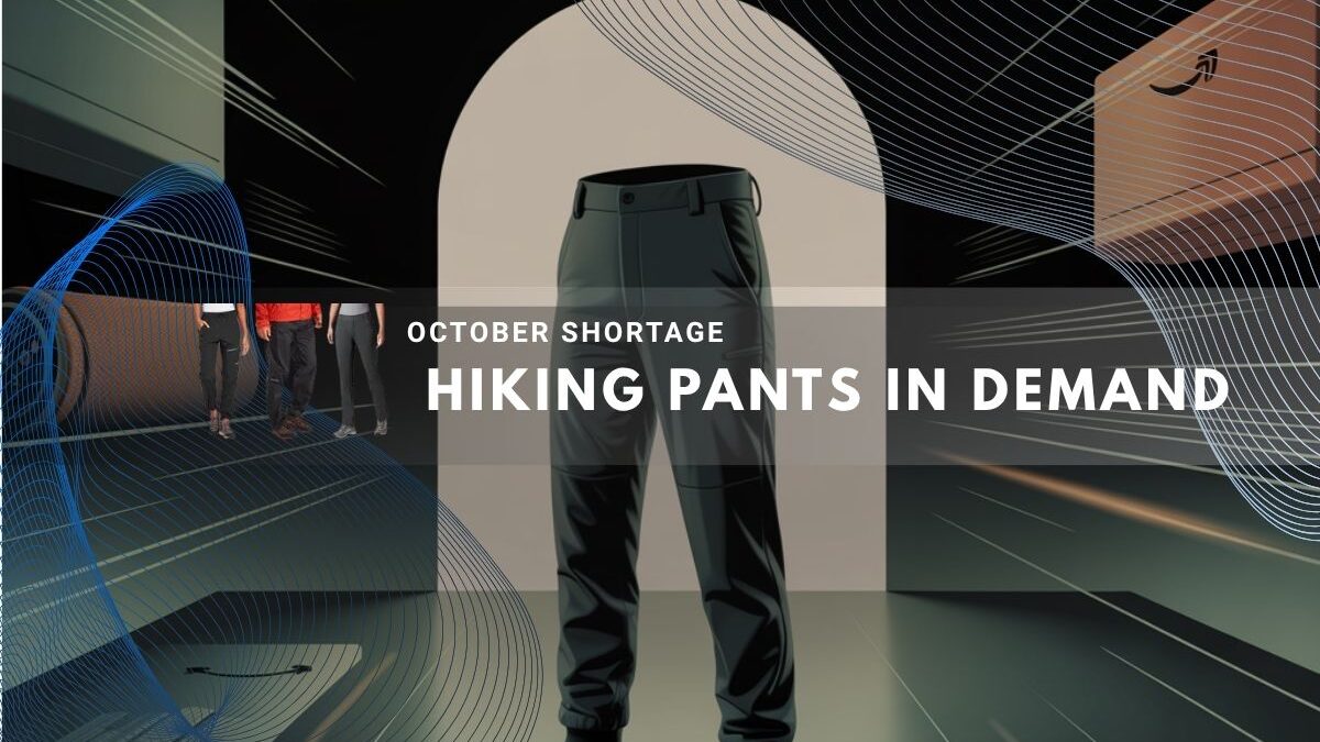 Display of outdoor pants with futuristic retail background