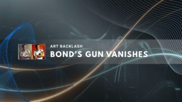 Poster showing a stylized James Bond without his trademark weapon