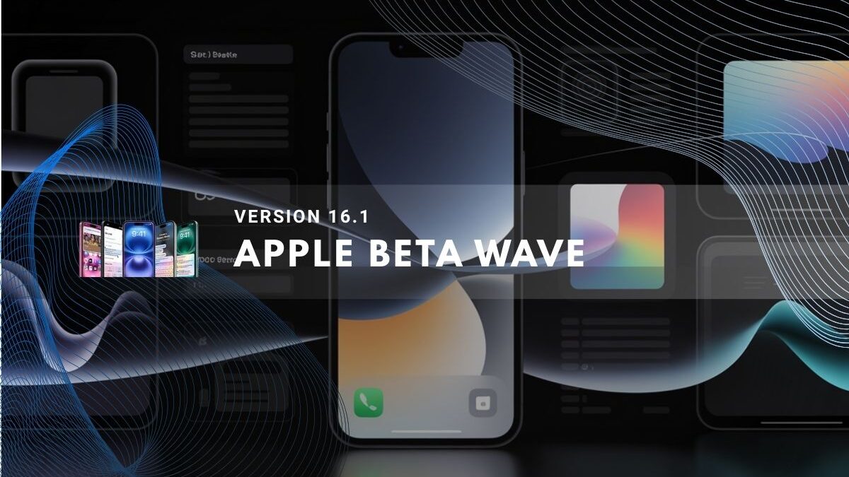display of various Apple devices showcasing the new beta version.