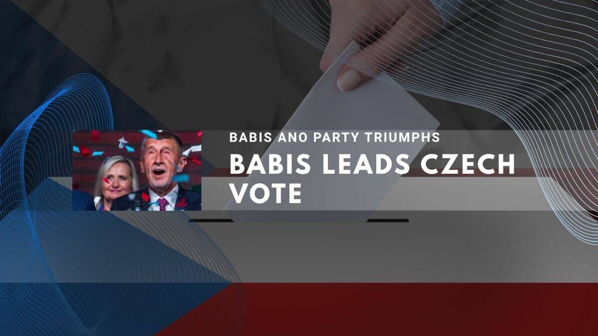 Hand casting vote with Babis party leading Czech election results