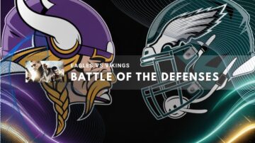 Team helmets of Eagles and Vikings with dynamic graphics